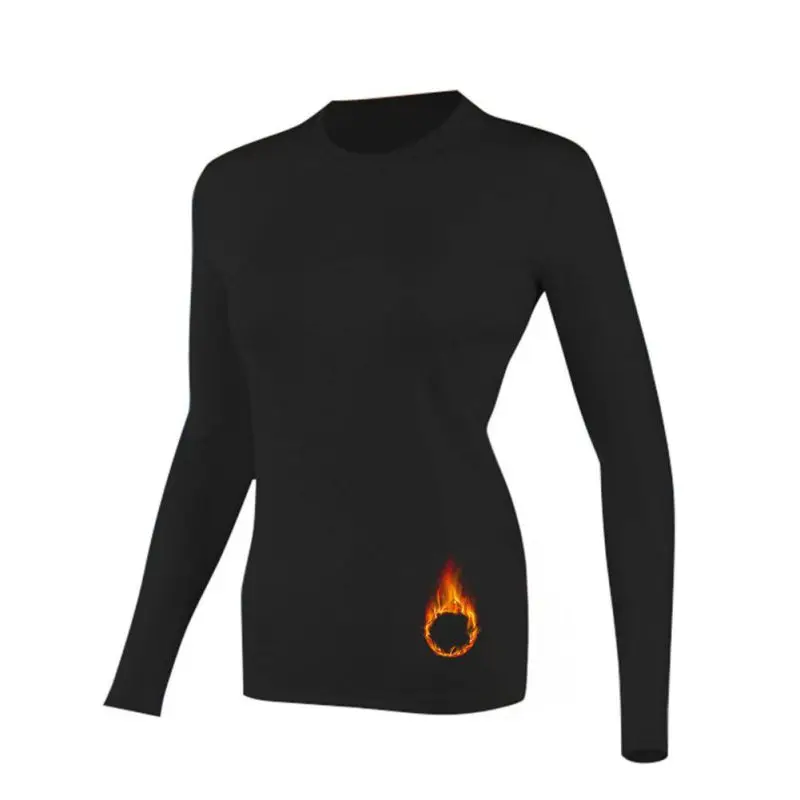 

Women Trainning Exercise Long Sleeve T-shirts Winter Warm Fleece Solid Color Slim Bottom Shirts for Hiking Climbing Cycling