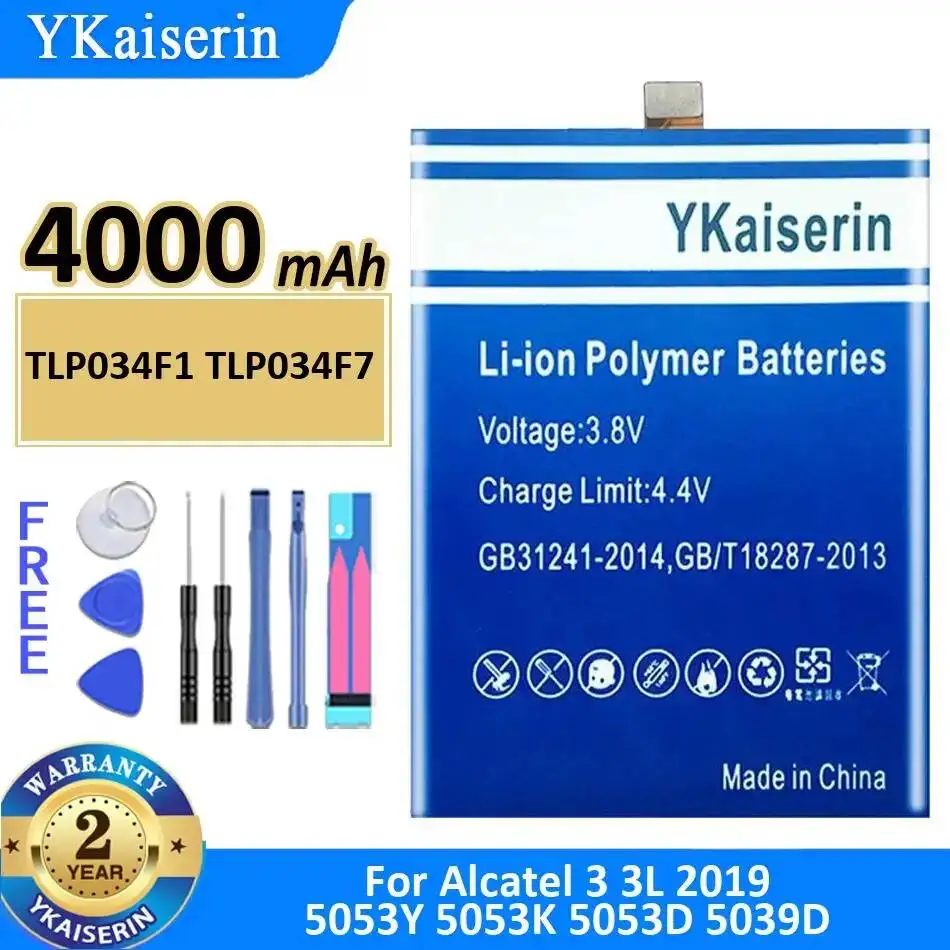

4000Mah Mobile Phone Battery For Alcatel 3 3L 2019 5053Y 5053K 5053D 5039D Reliable Power Supply TLP034F1 TLP034F7