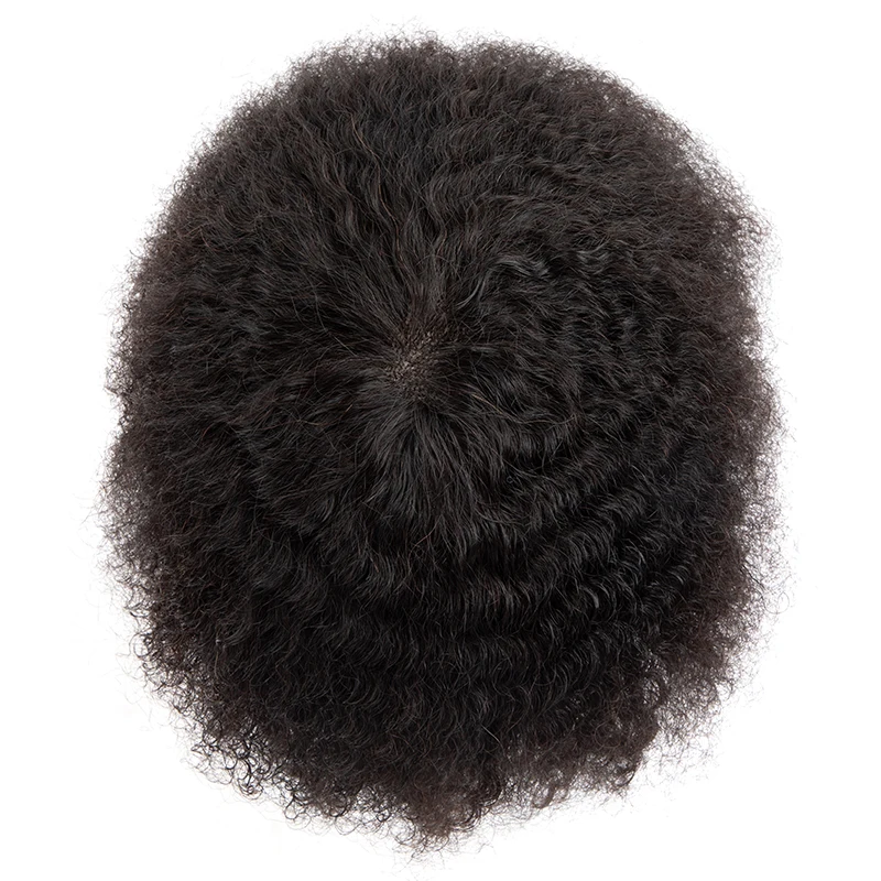 Water Curly Human Hair Wig for Men Thin Skin Male Toupee Human Hair Full PU 0.14cm Man's Wigs Capillary With Knots Natural Color