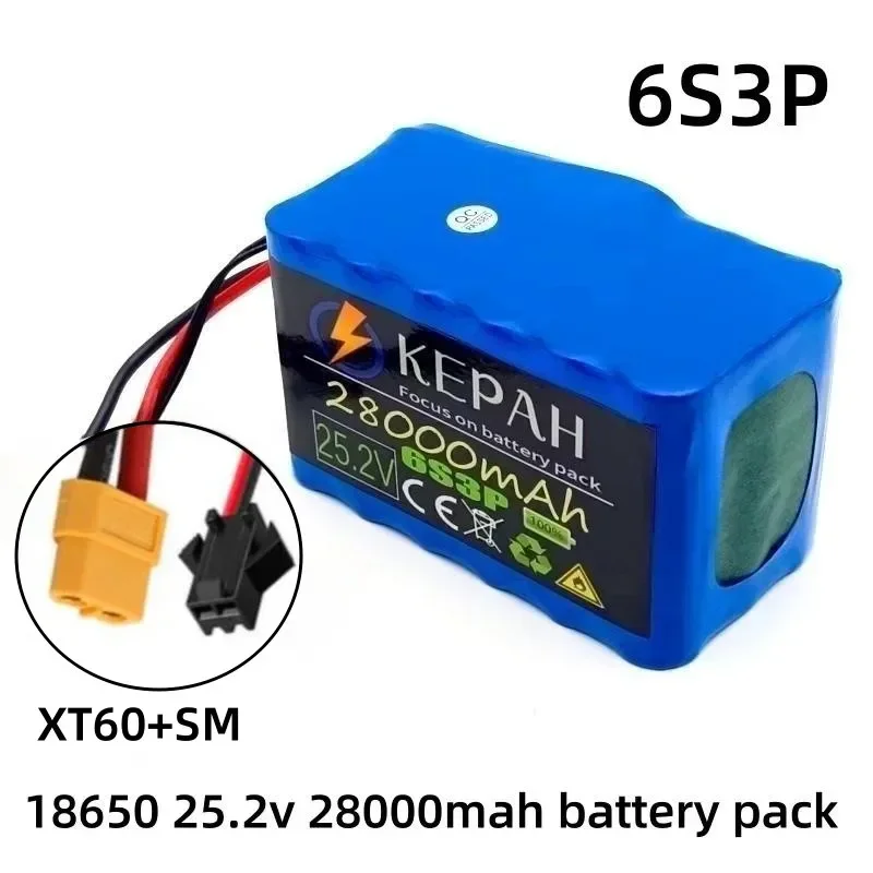 25.2V 28,0ah 6 s3p 18650 bateria litowa 25.2V 28000mAh wytrzymała/bezpłatny transport akumulatora litowo-jonowego