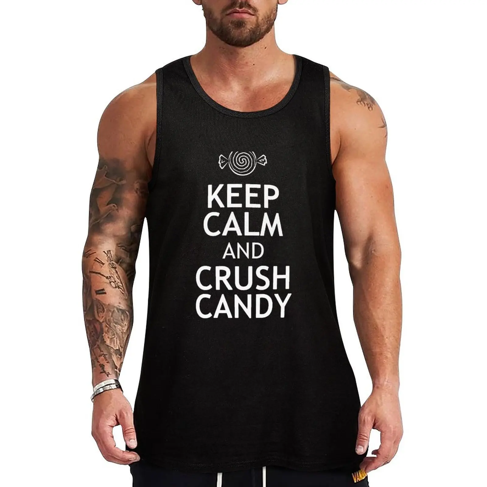 KEEP CALM AND CRUSH CANDY Tank Top Art Print Tank Top Creative Graphic Sleeveless Shirt