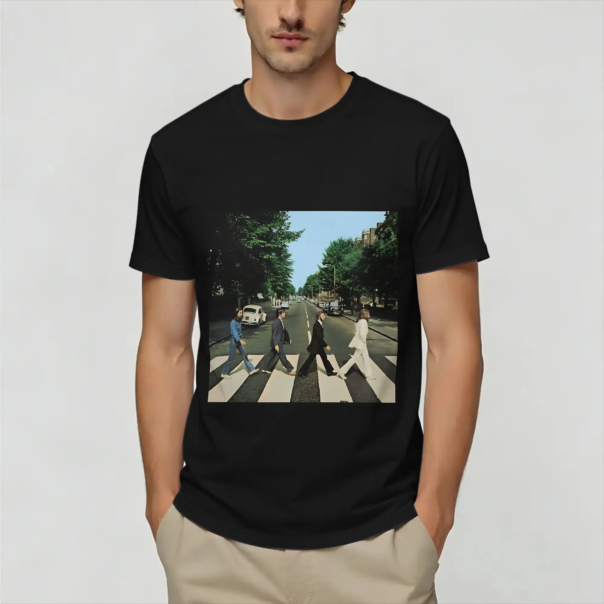 T-The Beatles  Men T Shirts  Vintage Tees Short Sleeve Round Collar T-Shirts Pure Cotton Gift Idea Tops