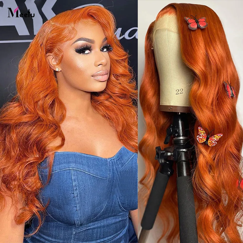 

13X4 Ginger Lace Front Wig Human Hair 28 30 Inch Body Wave Human Hair Wigs For Women Orange Colored Human Hair Wigs Pre Plucked