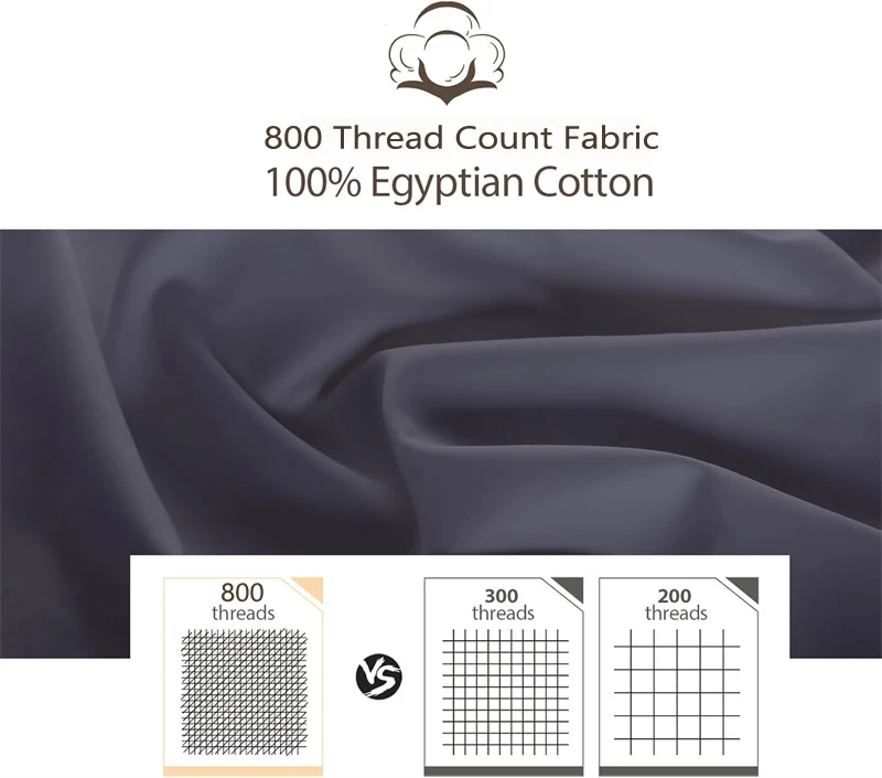 Ultra Soft Egyptian Cotton Fitted Bed Sheet with Elastic Bands Luxury 800TC Non Slip Mattress Cover 100/140/160/180/200x200cm