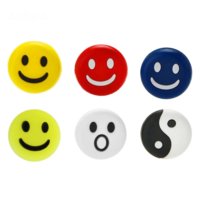 Embedded Silicone Tennis Racket Shock Absorber, Rosto Sorridente, Amortecedor de Tênis, Acessórios Esportivos, 1Pc