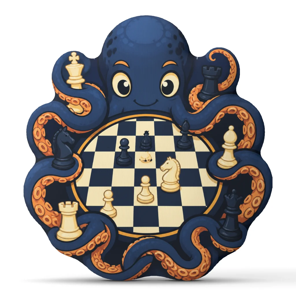 Cute Octopus Chessboard Pillow Chess Player Throw Cushion Shaped Stuffed Decorative Pillow Game Room Sofa Chess Lovers Gift
