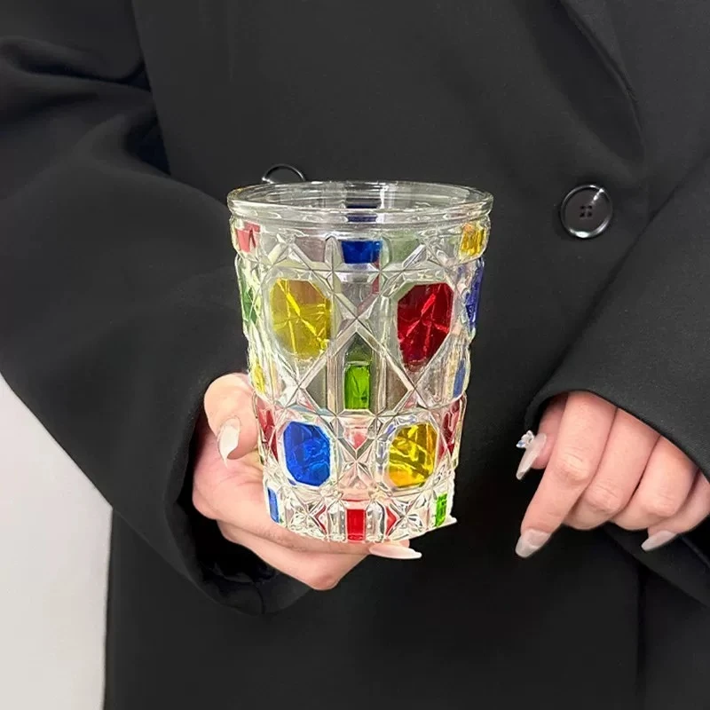 Artificial painted cup niche light luxury rainbow cup glass juice wind high