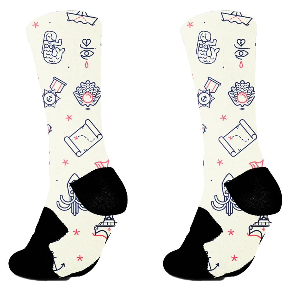 Socks Vintage Colorful Art Fashion Socks Graffiti Personalized Creative Trend Cotton Cute Cartoon Retro Funny Socks