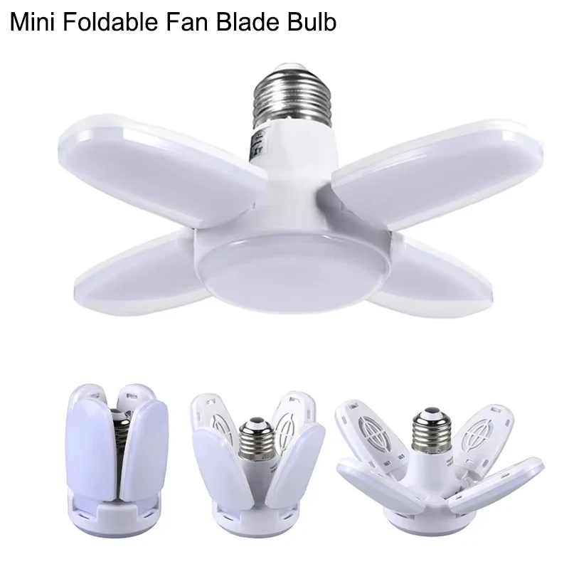 220V E27 Foldable Fan Shape LED Lamp High Brightness 28W 6000-6500K LED Bulbs for Home Ceiling Warehouse Garage Lighting