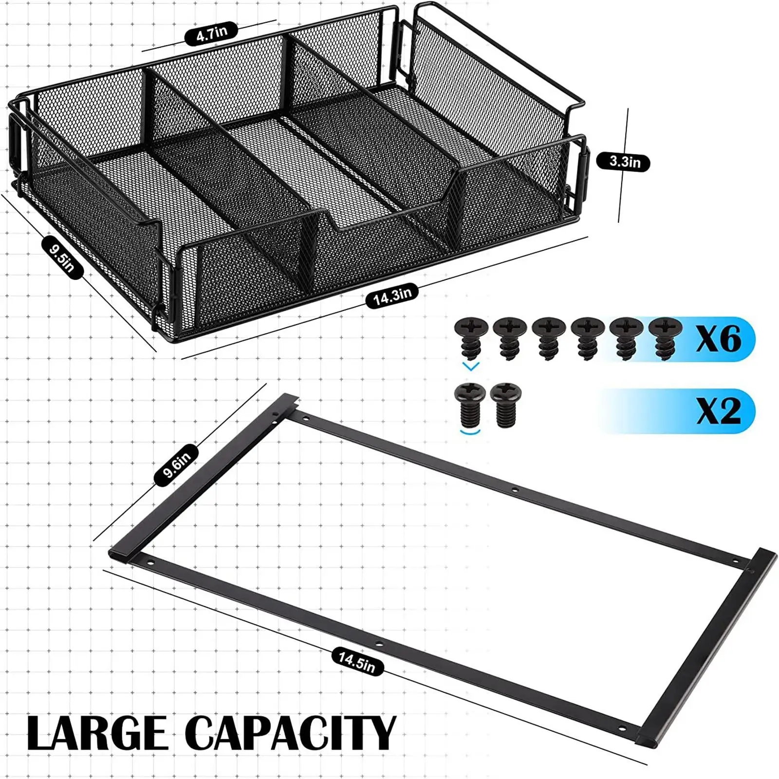under Desk Drawer Storage Basket Storage Container for Storage Desk Kitchen