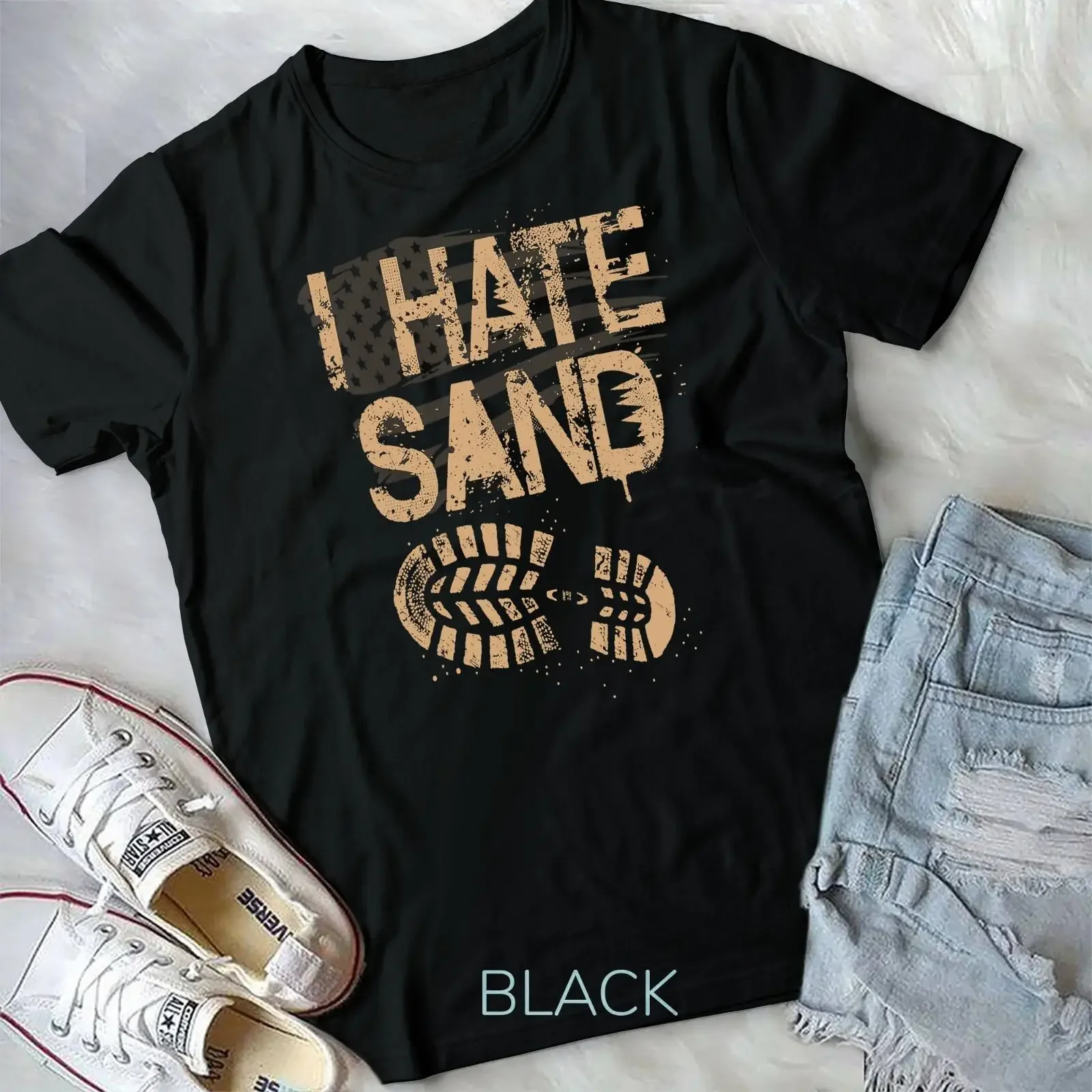 Soldat Veteran I Hate Sand Middle East Deployment Military T Shirt vintage Washed Top For Everyday Wear Stretched homme Stylish