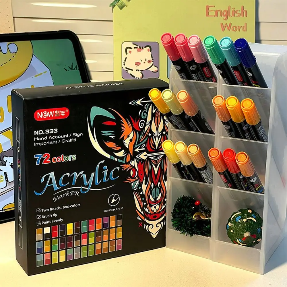 Acrylic Paint Markers Set Dual Tip Professional Art Drawing Pens Soft Tip For Sketching Illustration DIY Craft Tools
