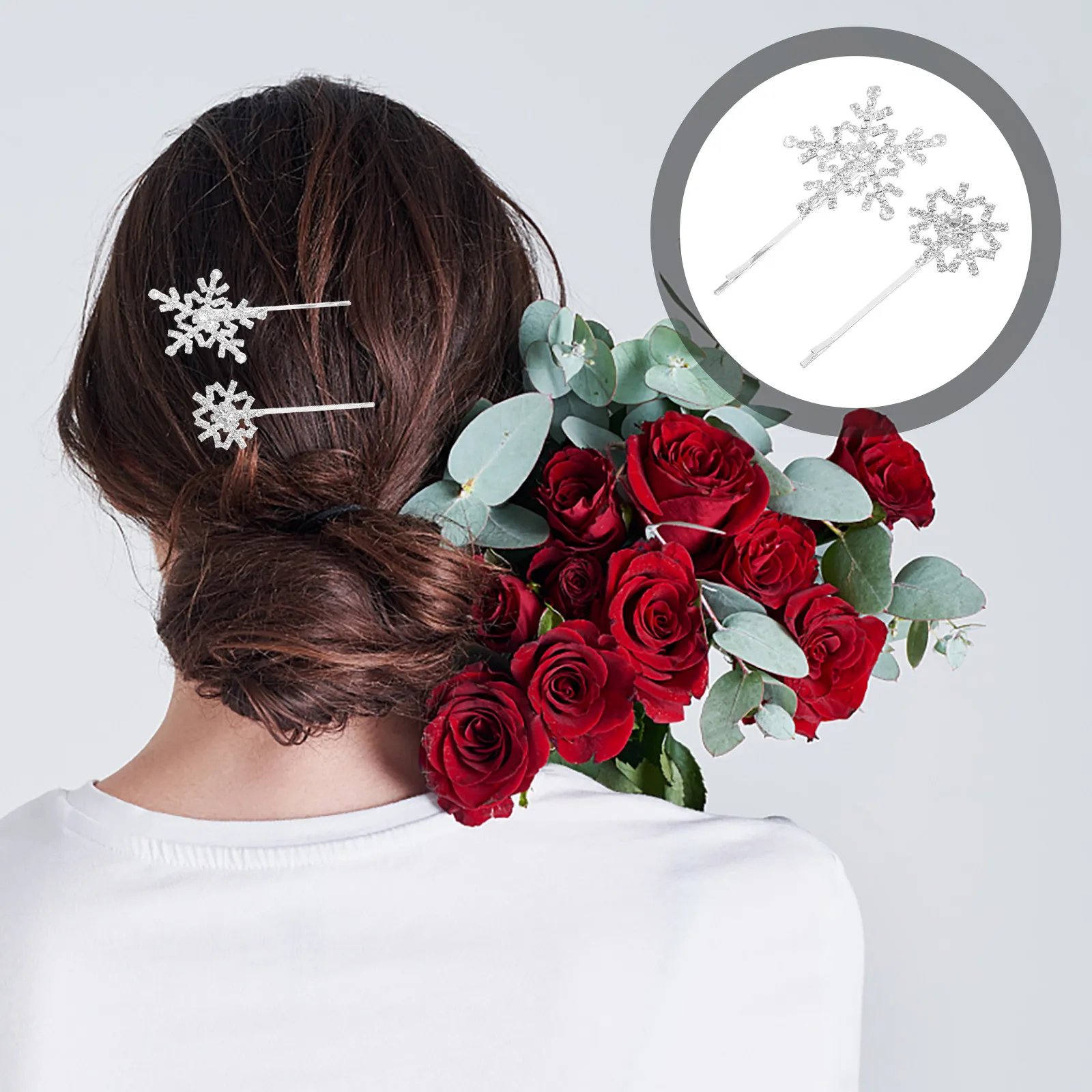 

2Pcs Snowflake Hair Clips Rhinestone Barrette Wedding Party Hair Jewelry for Women Accessories Snowflake Shape Clip