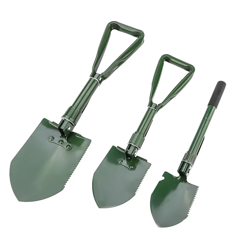 Outdoor camping folding shovel with compass at the tail Stainless steel  Portable garden shovel Agricultural shovel