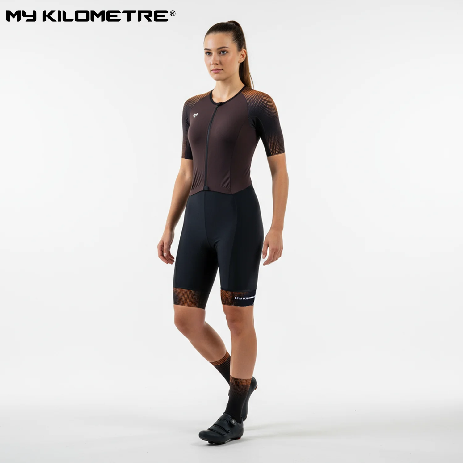 

MY KILOMETRE Women's Triathlon Short-Sleeved Quick-Dry Lightweight Cycling Running Swimming One-Piece Triathlon Suit