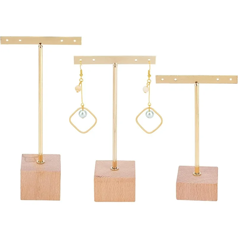 

6 шт., 3 размера, черная подставка для сережек, акриловая T-образная подставка для сережек, подставка для ювелирных изделий