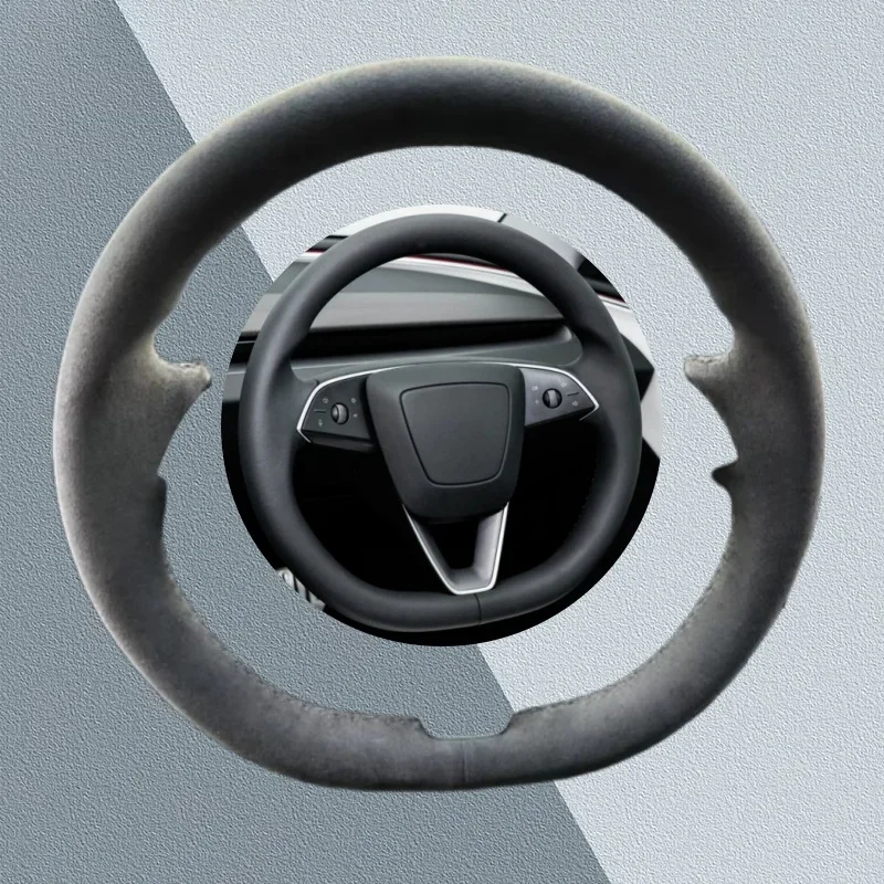 Customized Car Steering Wheel Cover For Newest Tesla Model 3+ Highland 2024 Non-Slip Car Accessories Hand-sewn Steering Wrap