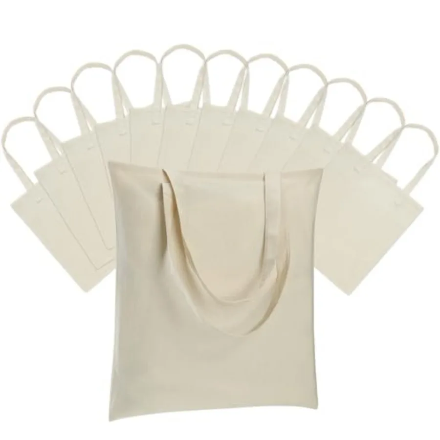 

Pack Canvas Tote Bag - Lightweight Thin Tote Bags Bulk Blank Shopping Reusable Grocery Bags for DIY Gift Sublimation Activity