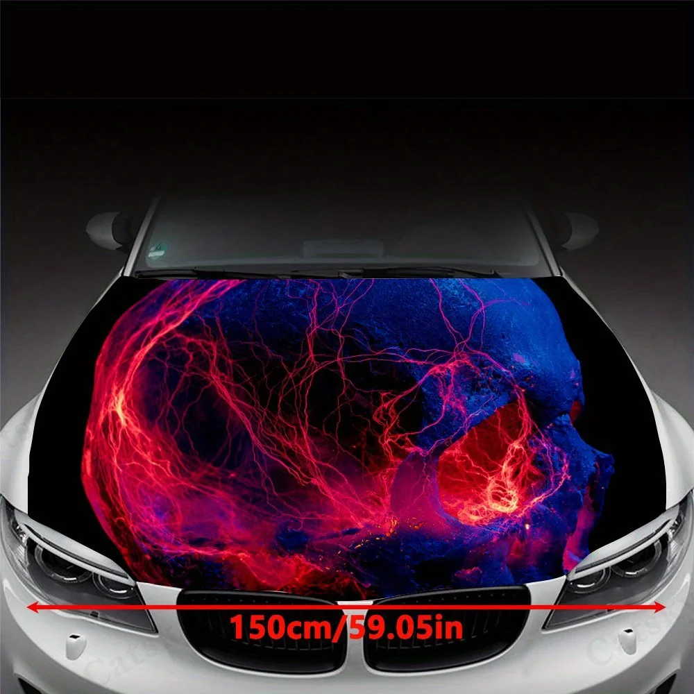 Skull in Lightning,Car Hood Decal, Self-Adhesive Waterproof PVC Car hood Sticker,Car Decoration Scratch Resistant Sticker Protec