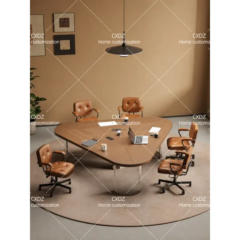 Solid Wood Conference Table for 6 People Light Luxury Reception Desk Negotiation Training Table with Chairs High End Office
