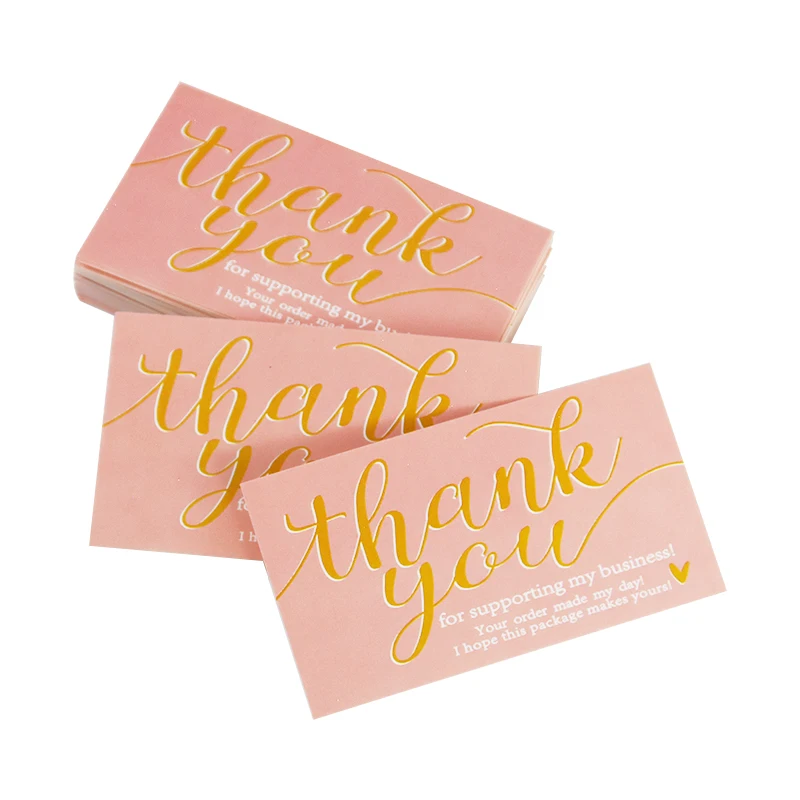 50pcs Pink Black Thank You For Supporting My Business Small Shop Gift Decor Greeting Card Appreciation Labels Packaging Supplies