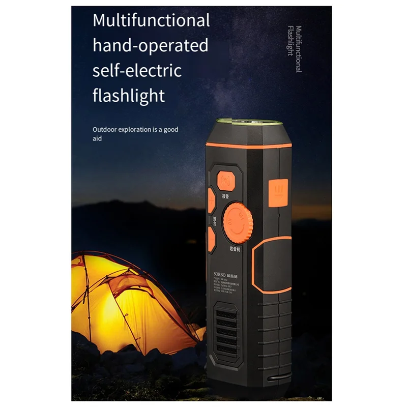 Multifunctional Hand Crank Flashlight Dynamo Forhiking Camping Hand Crank Dynamo Powered Emergency LED Flashlight,Requisite