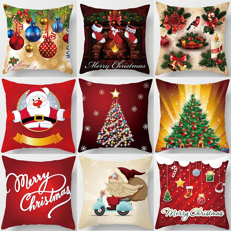 Christmas Pillow Covers Cartoon Anime Short Plush Velvet Thick Pillow Cases Home Decoration High Quality Cushions Cover