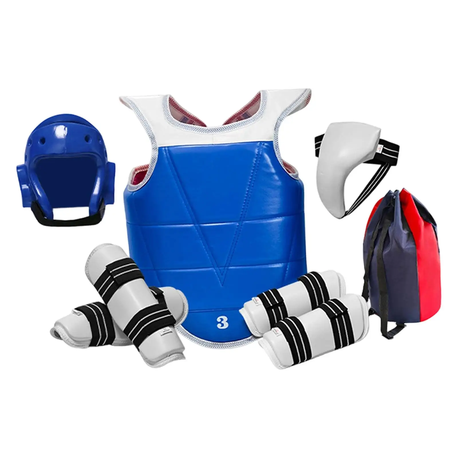 Boxing Sparring Gear Full Body Protection Set with Headgear Chest Shield Arm Leg Pads for Taekwondo Karate Kickboxing Training