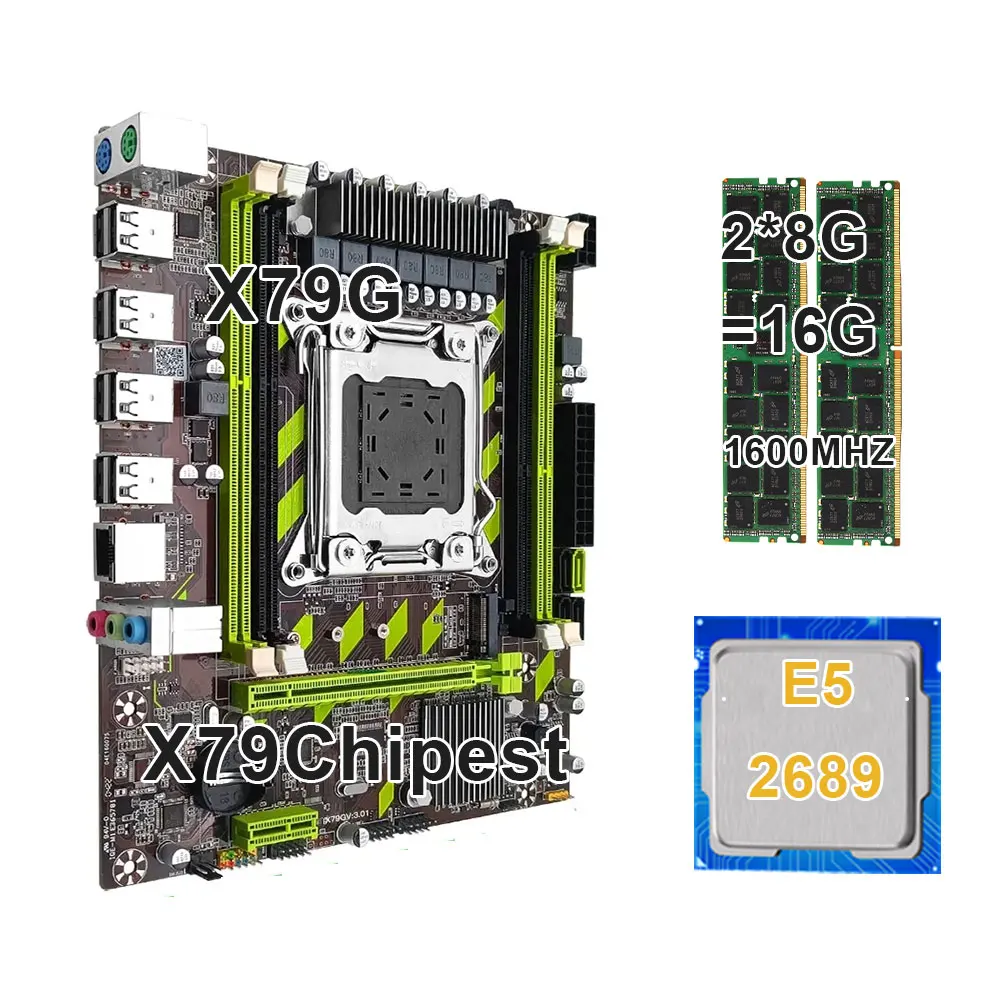 

KEYIYOU LGA2011 X79G Motherboard Set with Xeon E5 2689 CPU And combos 2*8GB = 16GB 1600Mhz Memory DDR3 RAM KIT SATA3.0 M.2