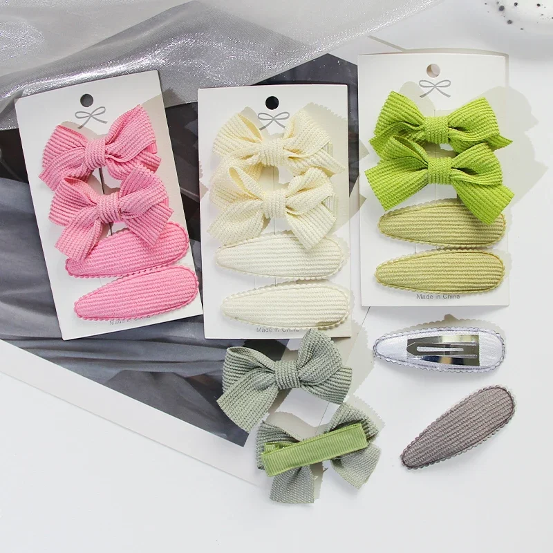 4Pcs/Set  BB Clip Cute Bows Hair Clips for Baby Girls Handmade Bows Hairpin Barrettes Kids Headwear Hair Accessories