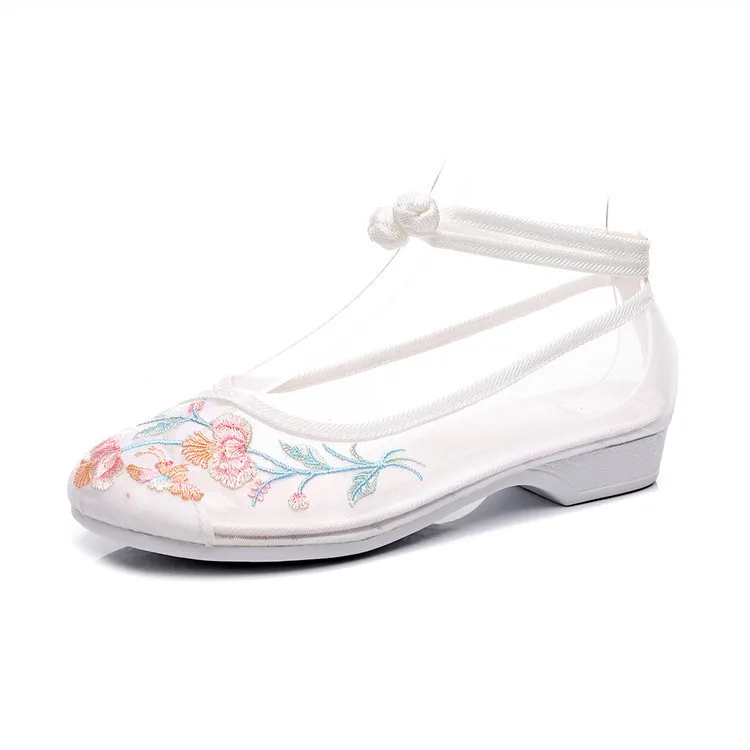 

Восточные эфирные прозрачные танкетки с вышивкой из сетки | Hanfu — дружелюбная романтическая обувь в древнем стиле