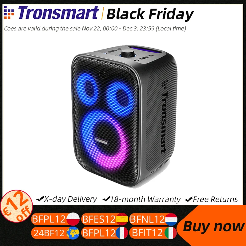 Tronsmart Halo 200 Speaker Bluetooth Karaoke Speaker with 3 Way Sound System, 120W Output, Built-in/Wired Mic, Guitar Input