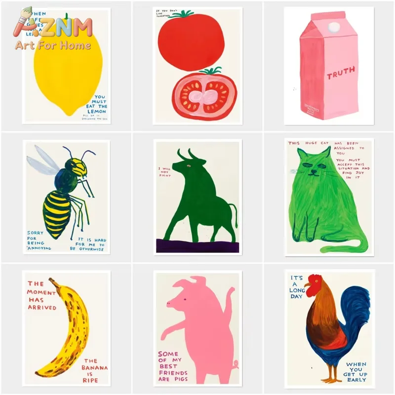 Vintage Colorful Poster Milk Banana Coffee Prints Canvas Painting Retro Trendy Wall Art Picture for Living Room Home Decoration