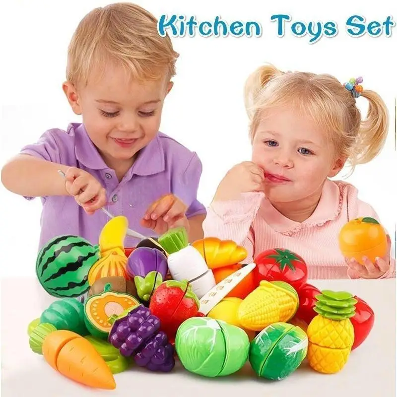 Nuovo set di alimenti di simulazione frutta verdura cucina per bambini giochi di finzione giocattoli per bambini taglio cucina gioco di cibo ragazze ragazzi regalo