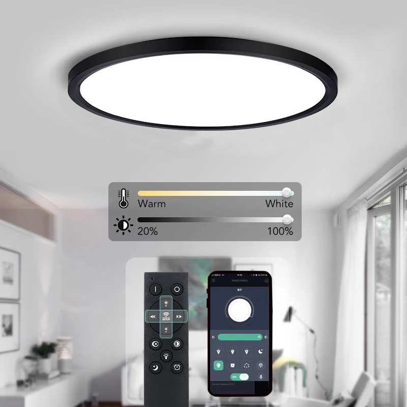 Ultra-thin&Simple LED Ceiling Light with APP Remote Control Energy Saving Lamp 20/25/35/45W Living Room Bedroom Indoor Lighting
