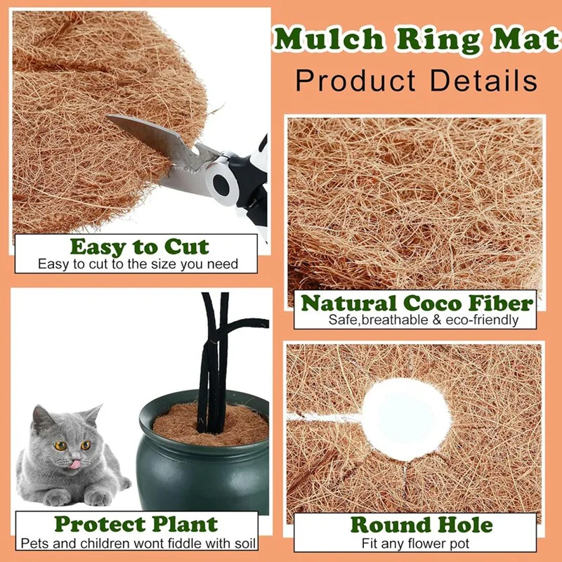 

12 Pcs Coconut Fibers Mulch Ring Tree Protector Mat,14.5 Inch Coir Plant Protectors From Animals Tree Protection Plant