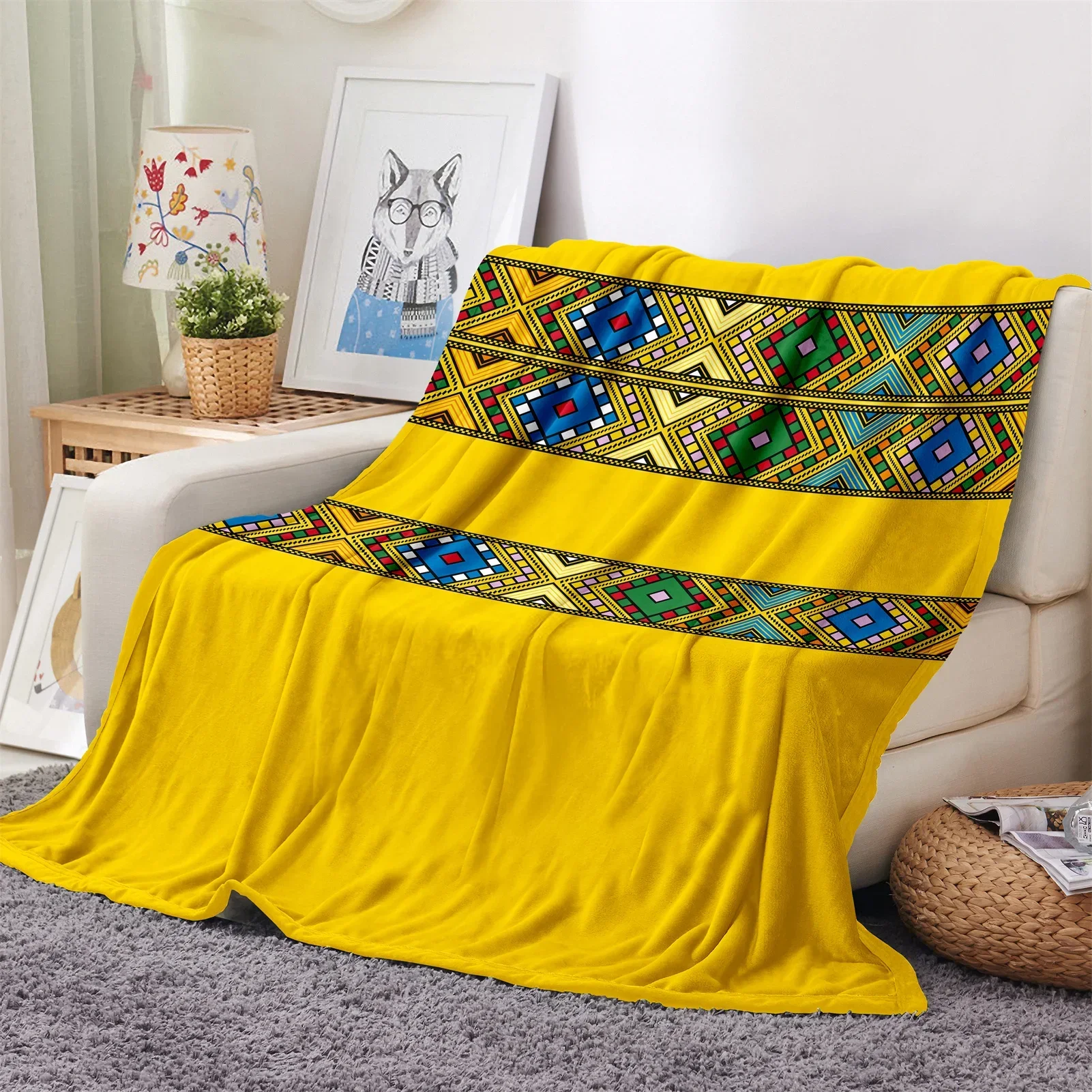 Black Africa Ethiopian Empire Abyssinia Soft Warm Polyester Throw Flannel Blanket for Couch Bed Travel Cover Bedspread