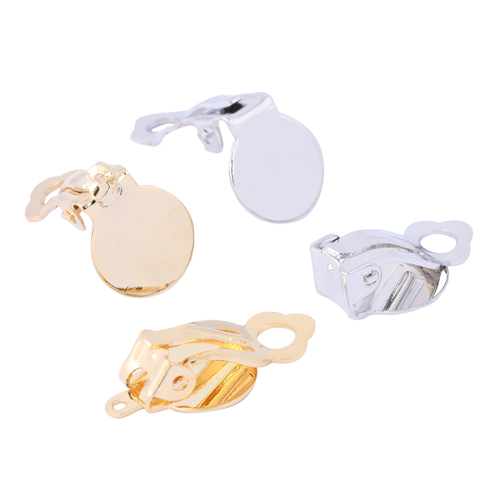 

20pcs real Gold Plated Clip On Earring Findings 10mm Blank Pad No Piercing Ear Accessories For Jewelry Making