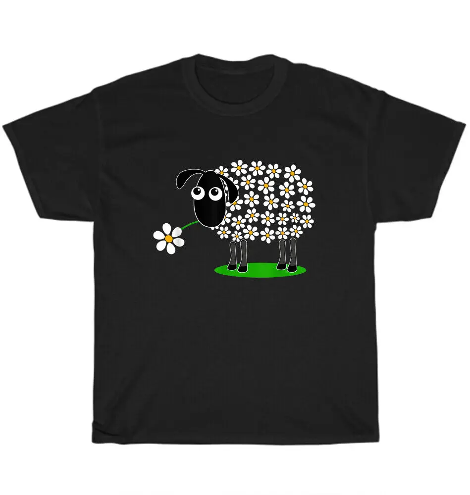 Sheep With Flower Wool Sheeps Lambs Flowers Farm Animal Lover T-Shirt Unisex NEW