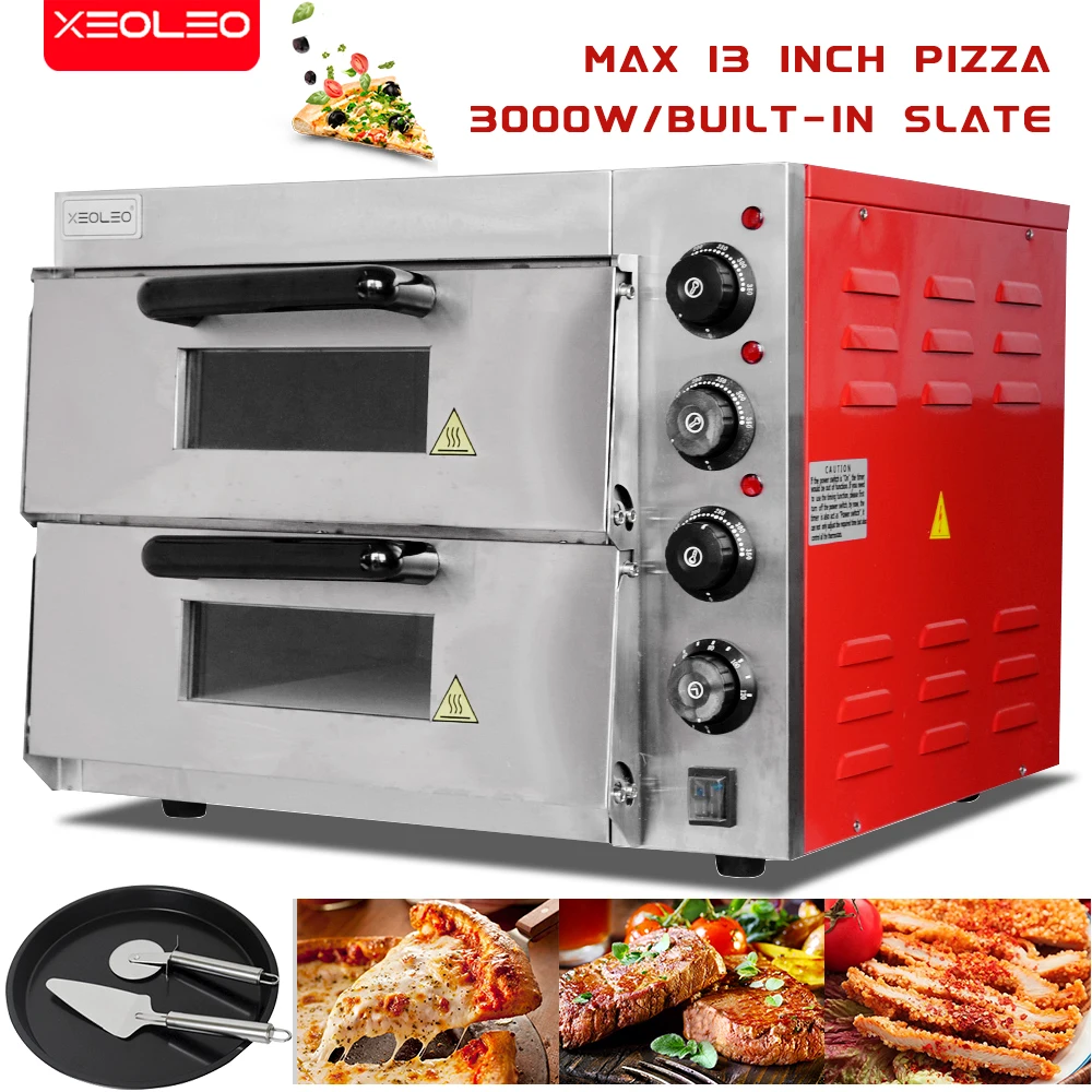 XEOLEO Electric Pizza  Kitchen Food Processor Double Layer Baker Machine Home Appliance Stainless Steel Cuisine Commercial Oven