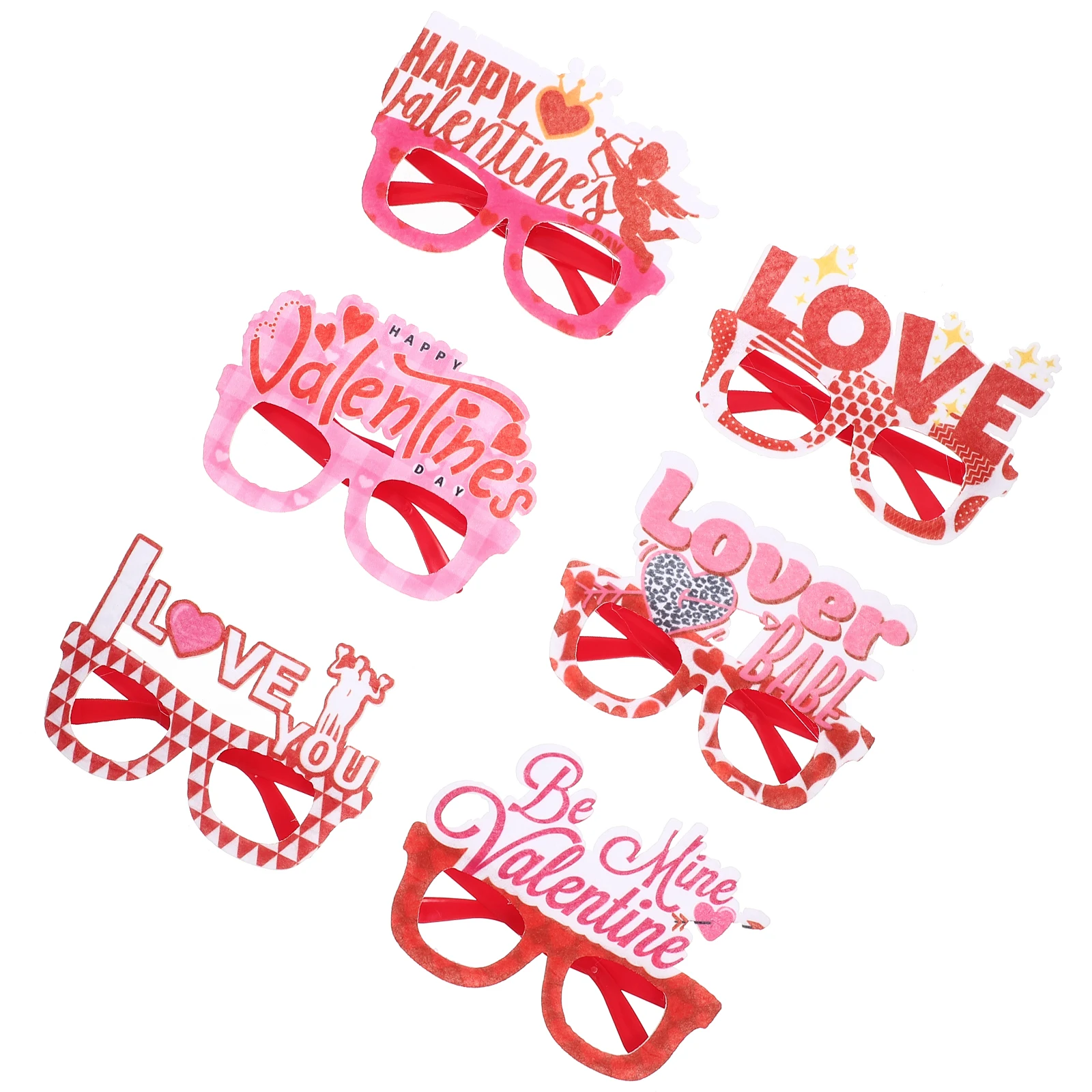 

6 Pcs Decorative Eyeglass Frames Heart Shaped Fun Accessories for Adults Kids Photo Booth Props Eyewear Supplies Valentine Party