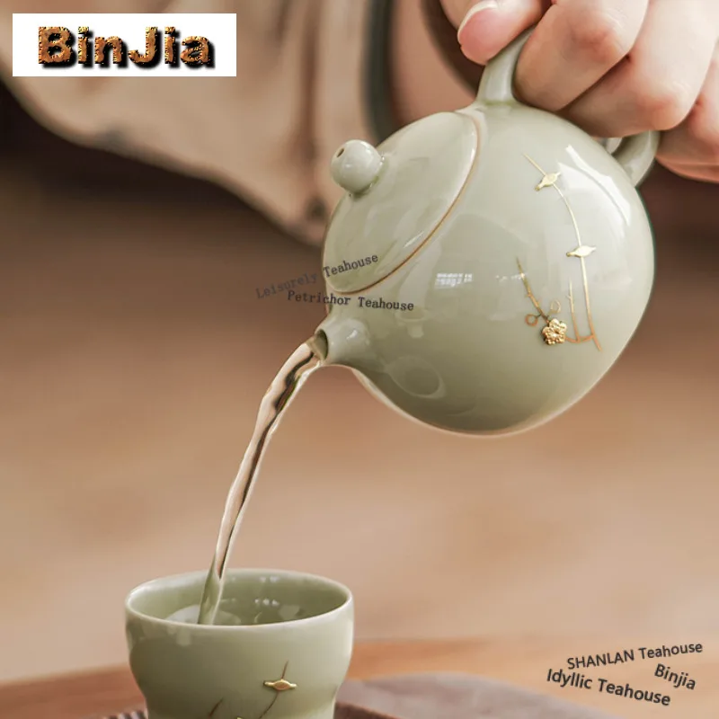 154ml Celadon Secret Glaze Xishi Pot Zen Plum Blossom Tea Infuser Pot Tea Maker Kettle With Strainer Chinese Tea Set Collection