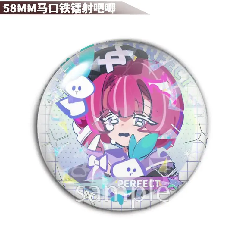 Cookie Run Kingdom Laser Round Tin Badge Brooch Anime Character Bag Decor Cute Desktop Ornament Collectible Gift