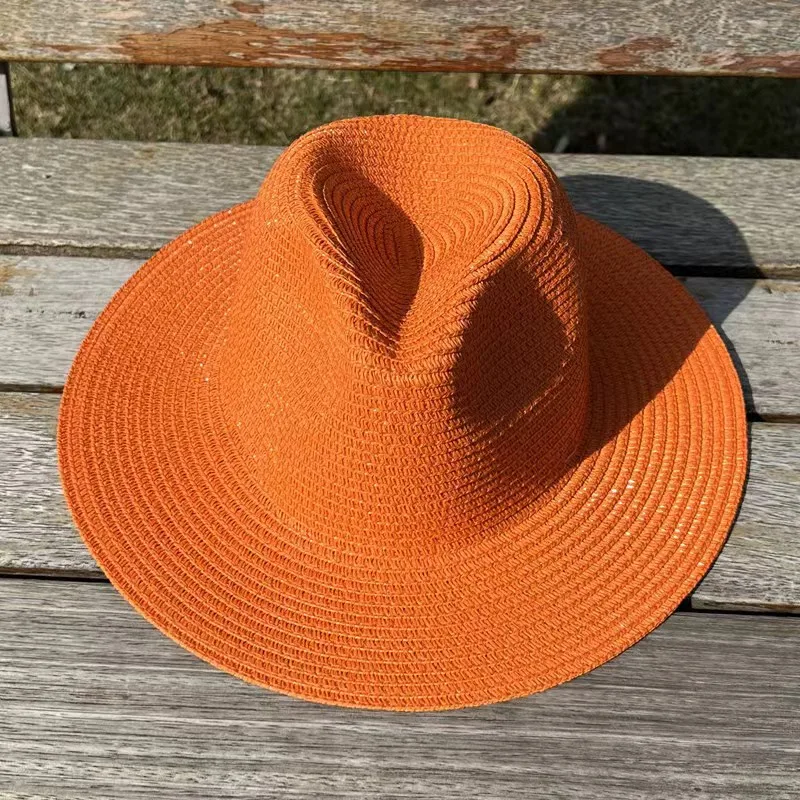 Fedora de paja sólida unisex, sombrero de jazz para hombres y mujeres, venta al por mayor, sombrero de sol clásico, sombrero de vaquero para playa,