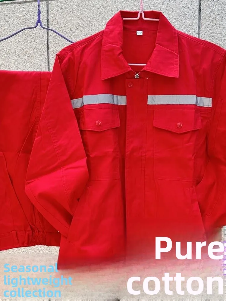 

Ultra-Thin Reflective Stripe Summer Pure Cotton Breathable Long Sve Ultra-Light Workwear W Suit Thin Sweat A...