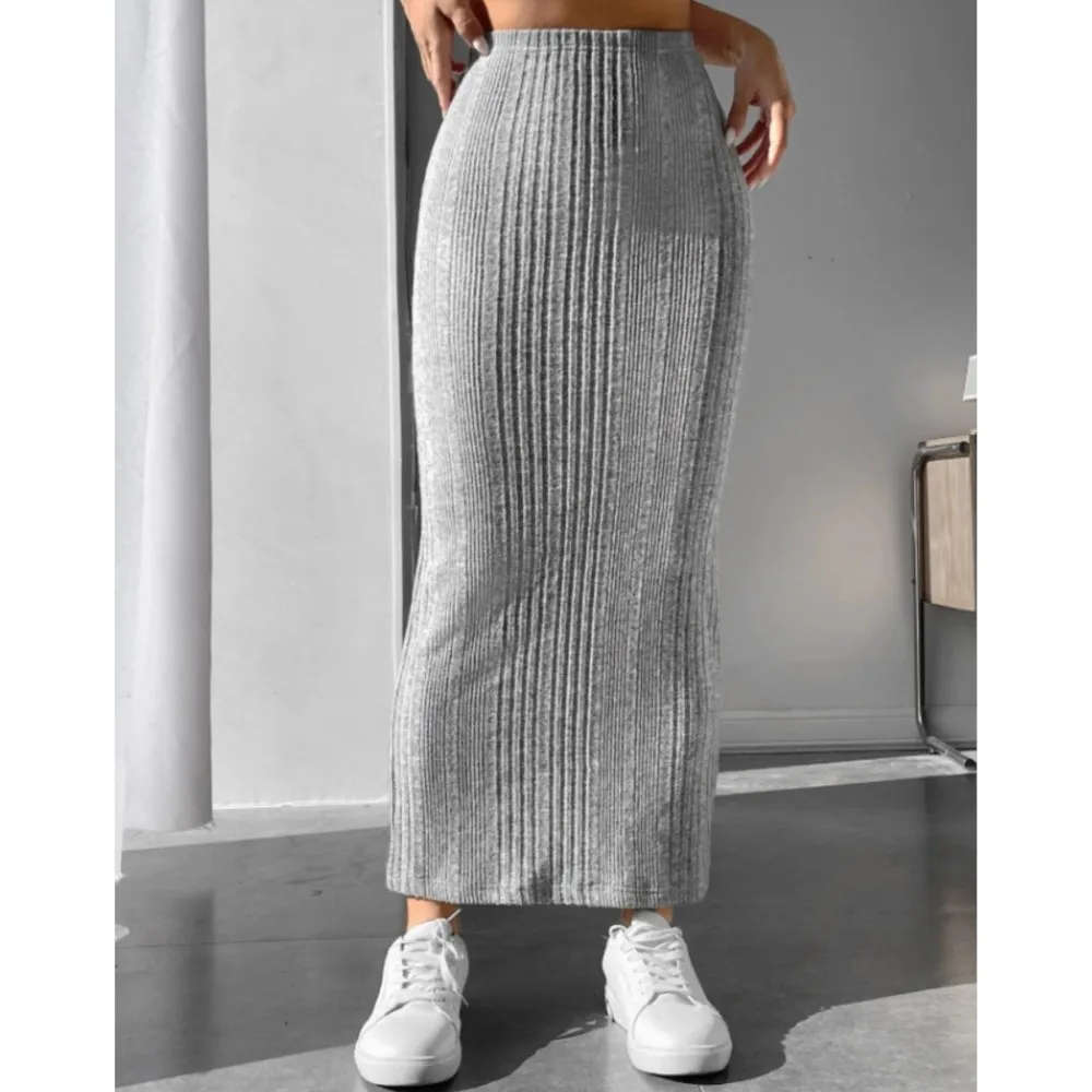 Empire Long Thick Skirts Women Warm Cozy Elegant Trendy Casual All-match Harajuku Korean Soft Elastic Waist A-line Knitted Skirt