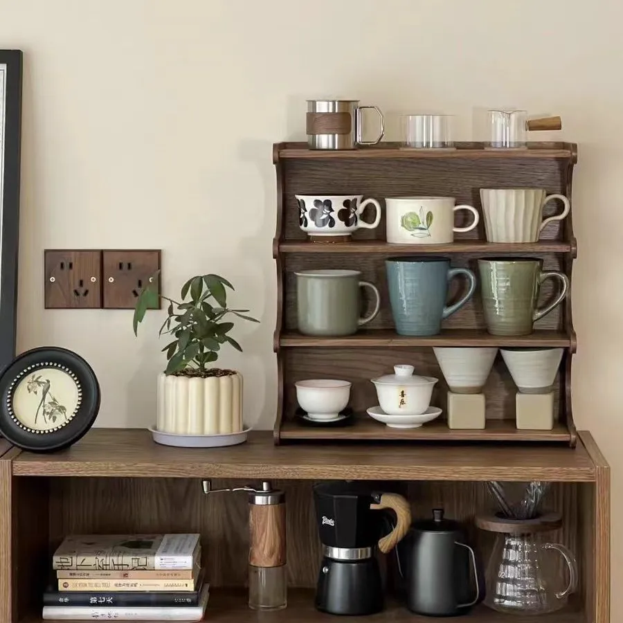 

Walnut Cup Storage Shelf Desktop Water Cup Tea Mug Coffee