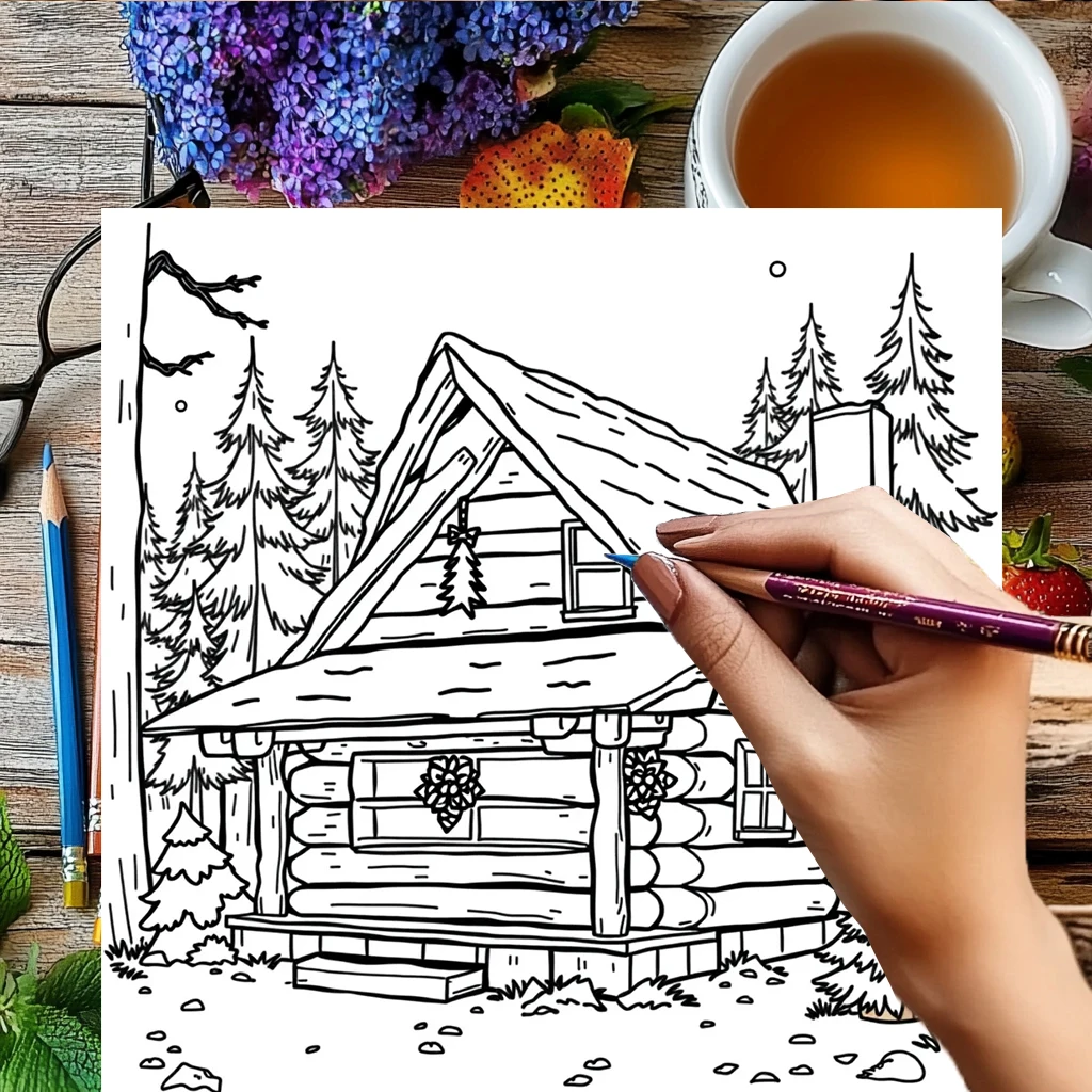 Christmas Scene Coloring Book for Adult | 28 Pages Colouring Book, Drawing Supplies for Christmas, Thanksgiving