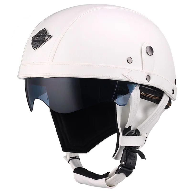 

White Half Helmet Bike Bicycle Electric Motorcycle Helmet Scooter Sport Safe Retro Summer Helmet Moto Cascos Chopper Riding S-XL