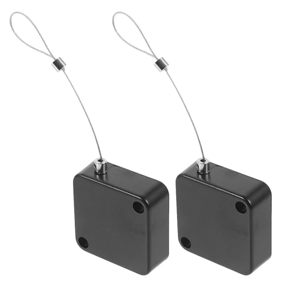2Pcs Anti-Theft Retractable Cable Tether Lock Automatic Telescopic Steel Wire Holder Anti-Loss Security Cable Display Guard